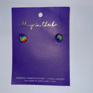 Rainbow circular stud earrings
